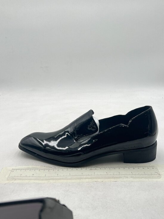 FSJ Men\'s Shiny Patent Leather Slip-On Loafers Closed Toe Side V-Cut Flats main image 6